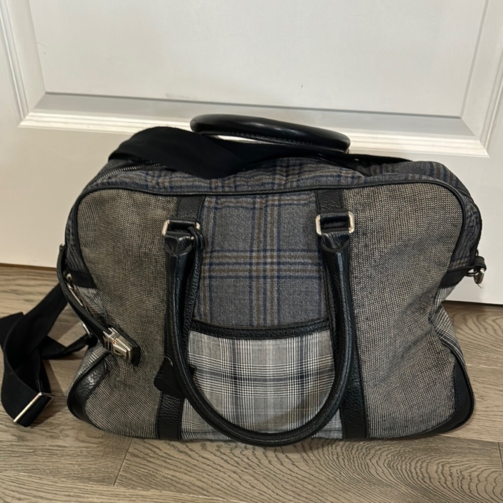 Etro Gray Plaid work/messenger/bowling bag